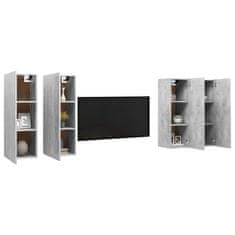 Greatstore TV skříňky 4 ks betonově šedé 30,5 x 30 x 90 cm dřevotříska