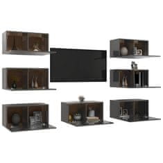 Greatstore TV skříňky 7 ks šedé vysoký lesk 30,5 x 30 x 60 cm dřevotříska