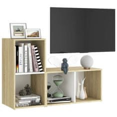 Greatstore TV skříňky 2 ks bílé a dub sonoma 72 x 35 x 36,5 cm dřevotříska