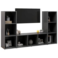 Greatstore TV stolky 3 ks šedé 107 x 35 x 37 cm dřevotříska