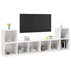 Greatstore TV skříňky 4 ks bílé vysoký lesk 72 x 35 x 36,5 cm dřevotříska