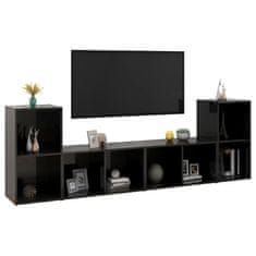 Greatstore TV stolky 4 ks černé vysoký lesk 72 x 35 x 36,5 cm dřevotříska