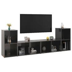 Greatstore TV skříňky 4 ks šedé vysoký lesk 72 x 35 x 36,5 cm dřevotříska