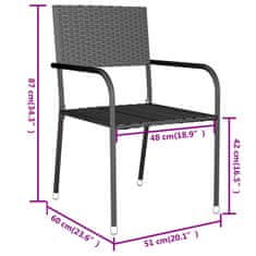 Petromila 3dílný zahradní jídelní set polyratan černý