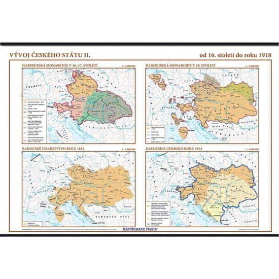 Vývoj českého státu II. (od 16. století do roku 1918) – školní nástěnná mapa/136 x 96 cm