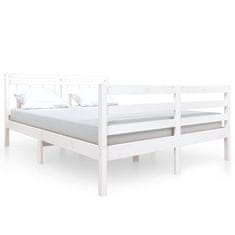 Greatstore Rám postele bílý masivní dřevo 140 x 190 cm
