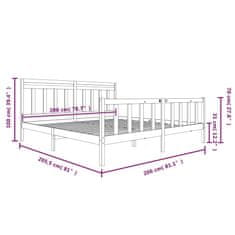 Greatstore Rám postele bílý masivní dřevo 200 x 200 cm