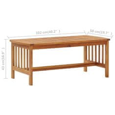 Greatstore Konferenční stolek 102 x 50 x 43 cm masivní akáciové dřevo