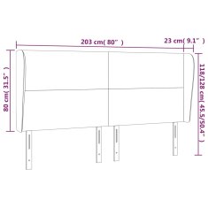 Vidaxl Čelo postele typu ušák růžová 203x23x118/128 cm samet