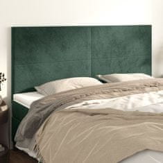 Greatstore Čelo postele 4 ks tmavě zelené 100x5x78/88 cm samet