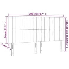 Greatstore Čelo postele 4 ks světle šedé 100 x 5 x 78/88 cm samet