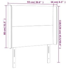 Greatstore Čelo postele s LED tmavě modré 93 x 16 x 118/128 cm samet