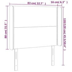 Greatstore Čelo postele s LED světle šedé 83 x 16 x 118/128 cm samet