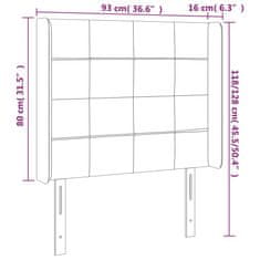 Greatstore Čelo postele s LED světle šedé 93x16x118/128 cm samet