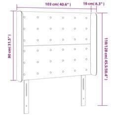 Greatstore Čelo postele s LED černé 103 x 16 x 118/128 cm textil