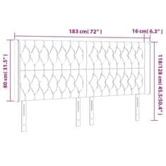 Greatstore Čelo postele s LED tmavě šedé 183 x 16 x 118/128 cm textil