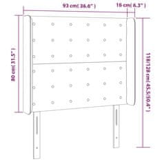 Vidaxl Čelo postele s LED tmavě zelené 93 x 16 x 118/128 cm samet