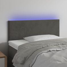 Greatstore Čelo postele s LED tmavě šedé 90x5x78/88 cm samet