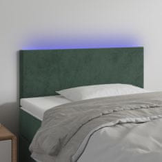 Greatstore Čelo postele s LED tmavě zelené 90x5x78/88 cm samet