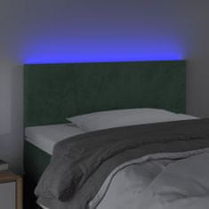 Greatstore Čelo postele s LED tmavě zelené 90x5x78/88 cm samet