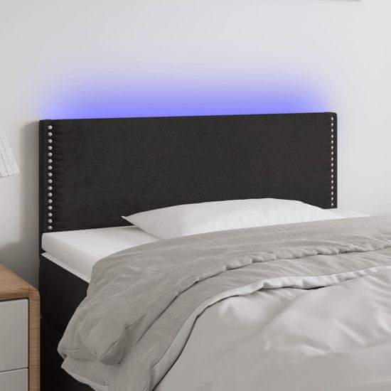 Vidaxl Čelo postele s LED černé 90x5x78/88 cm samet