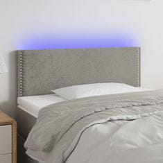Vidaxl Čelo postele s LED světle šedé 80 x 5 x 78/88 cm samet