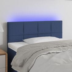 Greatstore Čelo postele s LED modré 90x5x78/88 cm textil