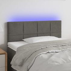 Greatstore Čelo postele s LED tmavě šedé 80 x 5 x 78/88 cm samet