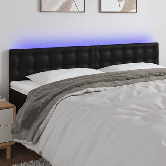 Vidaxl Čelo postele s LED černé 160x5x78/88 cm umělá kůže