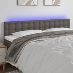 Greatstore Čelo postele s LED šedé 180x5x78/88 cm umělá kůže