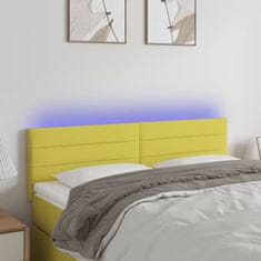 Vidaxl Čelo postele s LED zelené 144x5x78/88 cm textil