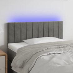 Greatstore Čelo postele s LED světle šedé 100 x 5 x 78/88 cm samet