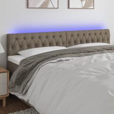 Greatstore Čelo postele s LED taupe 200 x 7 x 78/88 cm textil