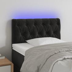 Greatstore Čelo postele s LED černé 80 x 7 x 78/88 cm samet