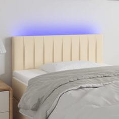 Vidaxl Čelo postele s LED krémové 90x5x78/88 cm textil