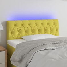 Greatstore Čelo postele s LED zelené 100 x 7 x 78/88 cm textil