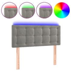 Greatstore Čelo postele s LED světle šedé 90x5x78/88 cm samet
