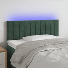 Greatstore Čelo postele s LED tmavě zelené 90x5x78/88 cm samet