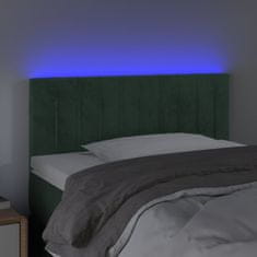 Greatstore Čelo postele s LED tmavě zelené 100x5x78/88 cm samet