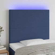 Greatstore Čelo postele s LED modré 90x5x118/128 cm textil