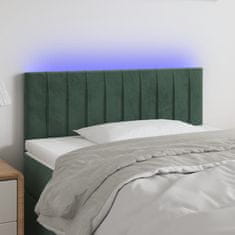 Greatstore Čelo postele s LED tmavě zelené 100x5x78/88 cm samet