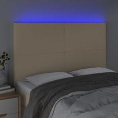 Greatstore Čelo postele s LED krémové 144x5x118/128 cm textil