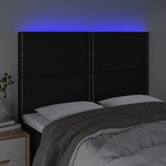 Greatstore Čelo postele s LED černé 144x5x118/128 cm textil