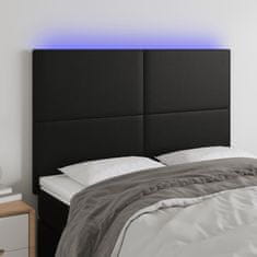 Greatstore Čelo postele s LED černé 144x5x118/128 cm umělá kůže