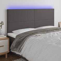 Greatstore Čelo postele s LED šedé 160x5x118/128 cm umělá kůže