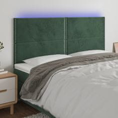 Greatstore Čelo postele s LED tmavě zelená 160x5x118/128 cm samet