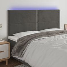 Greatstore Čelo postele s LED tmavě šedé 180x5x118/128 cm samet