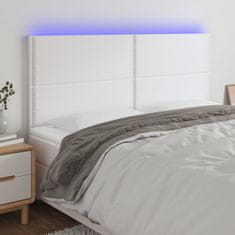 Vidaxl Čelo postele s LED bílé 200x5x118/128 cm umělá kůže