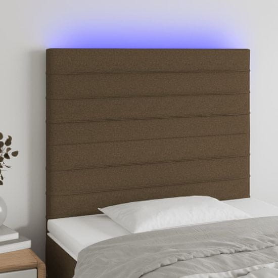 Greatstore Čelo postele s LED tmavě hnědé 100x5x118/128 cm textil