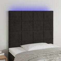 Greatstore Čelo postele s LED černé 90x5x118/128 cm samet